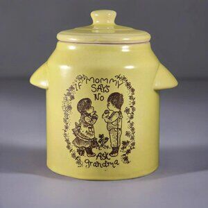 Vintage Cookie Jar Ask Grandma Kitschy 70s Retro Storage Container Kitchen Decor